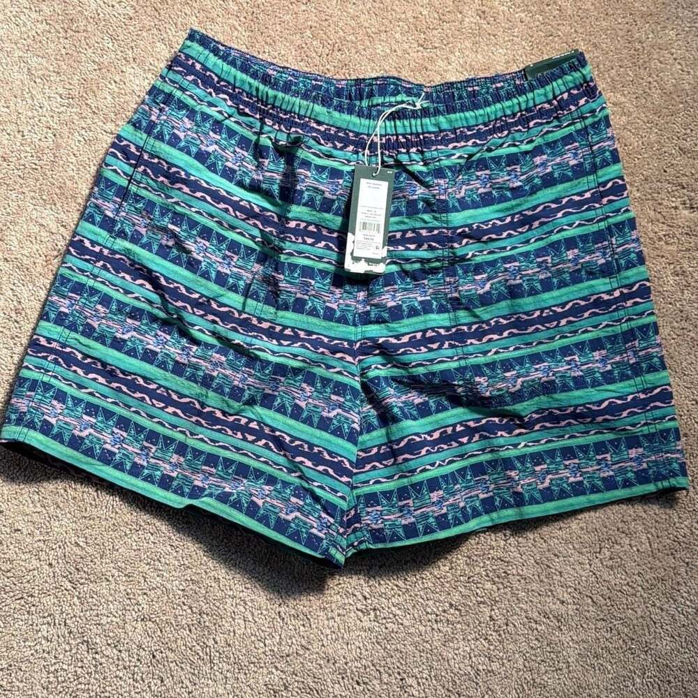 Alpine Design Men's Classic Surf Shorts, Blue & Green Southwest Motif - NWT